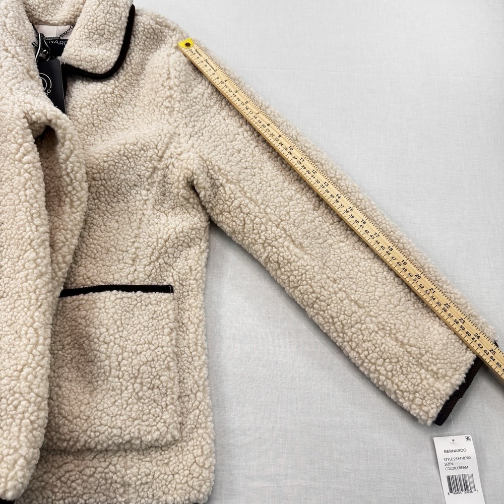NWT Bernardo Aspen Sherpa Coat Cream Button Front Women's Large - Picture 4 of 9